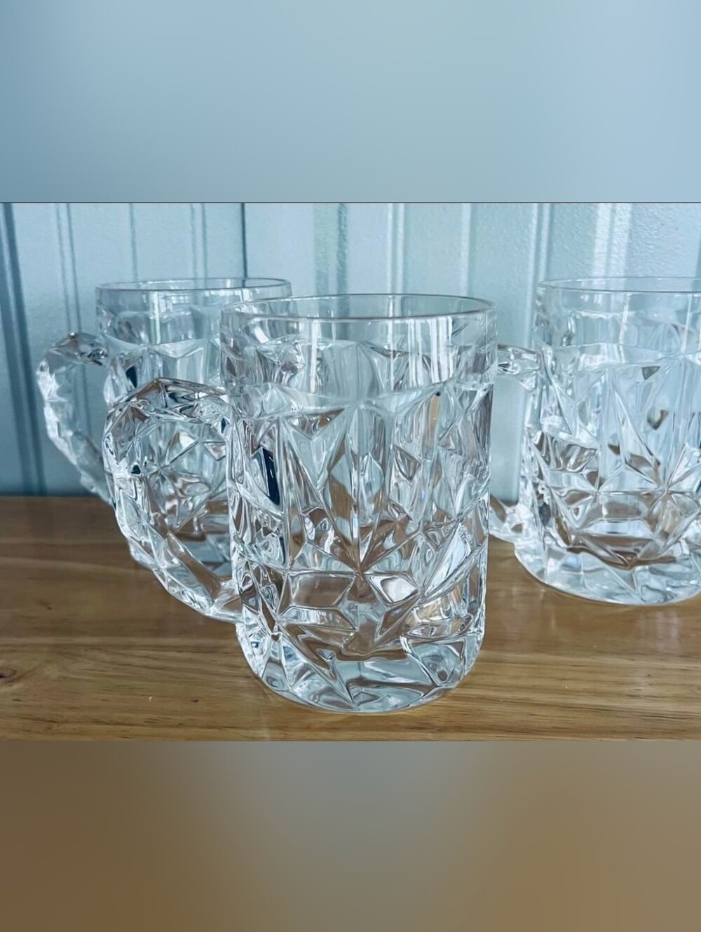 Set of 3 - NWT Tiffany & Co Rock Crystal Beer Beverage Mugs!! 16 oz 5"H